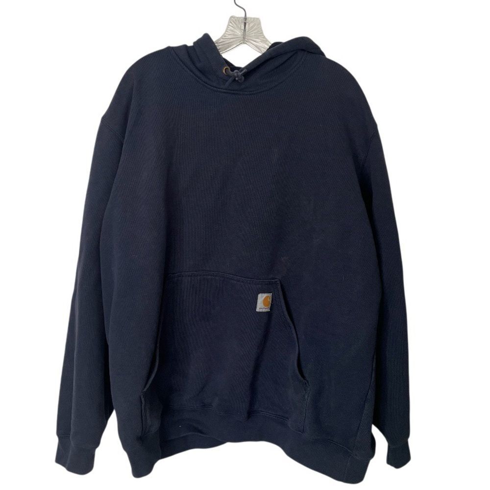 CARHARTT Blue Hoodie Midweight Logo Sleeve Spellout Original Fit Navy Size XL